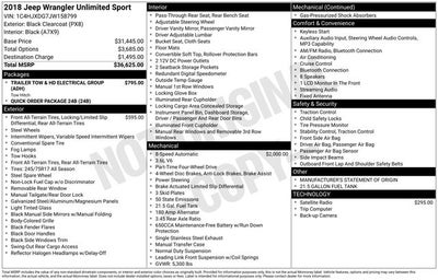 2018 Jeep Wrangler Unlimited Unlimited Sport