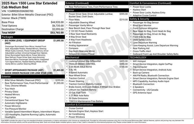 2025 RAM Ram 1500 Big Horn/Lone Star