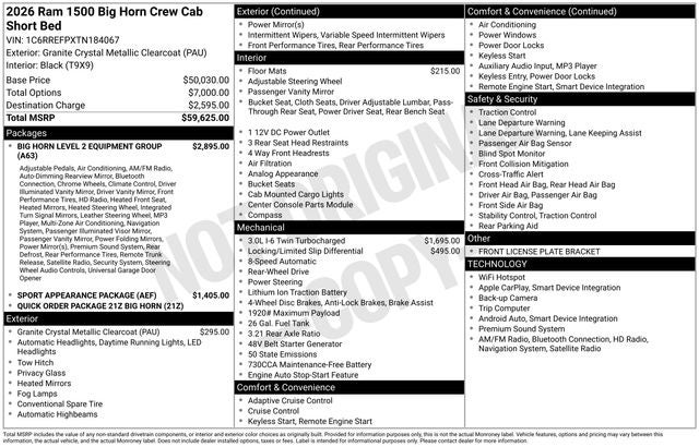 2026 RAM Ram 1500 Big Horn/Lone Star