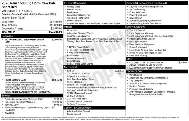 2026 RAM Ram 1500 Big Horn/Lone Star