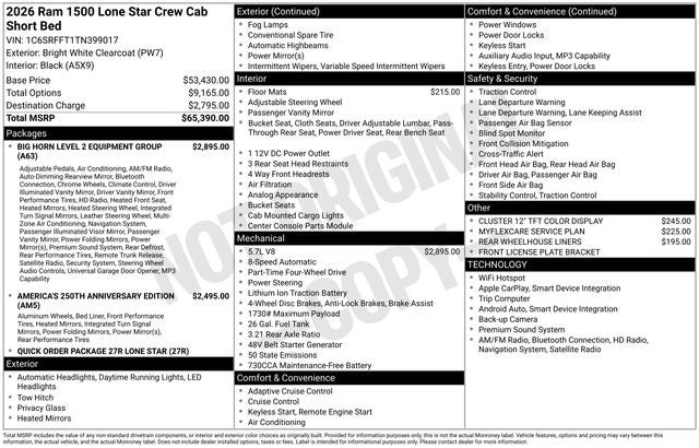 2026 RAM Ram 1500 Big Horn/Lone Star