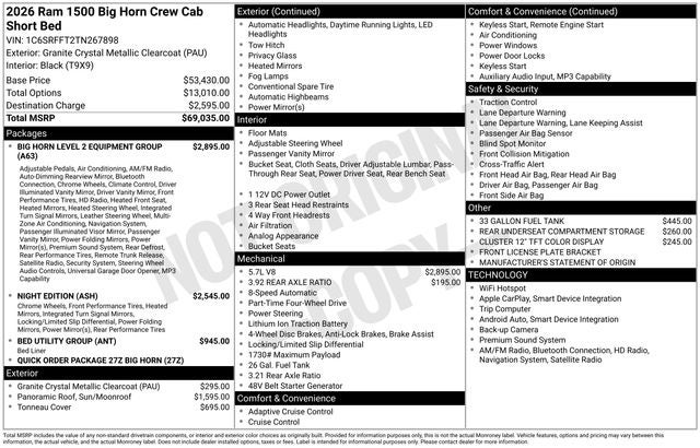 2026 RAM Ram 1500 Big Horn/Lone Star