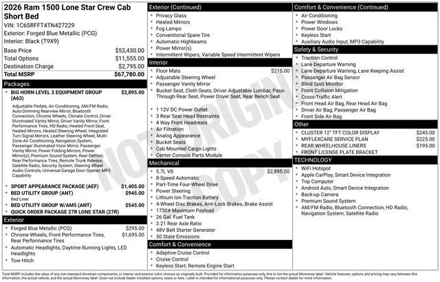 2026 RAM Ram 1500 Big Horn/Lone Star