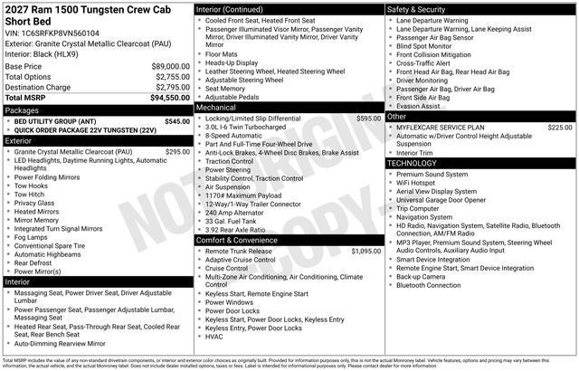 2027 RAM Ram 1500 Tungsten