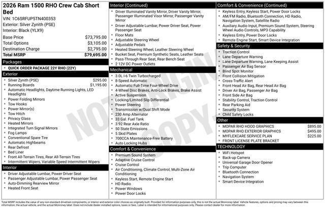 2026 RAM Ram 1500 RHO