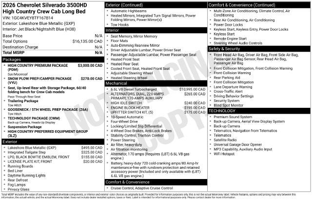 2026 Chevrolet Silverado 3500HD High Country