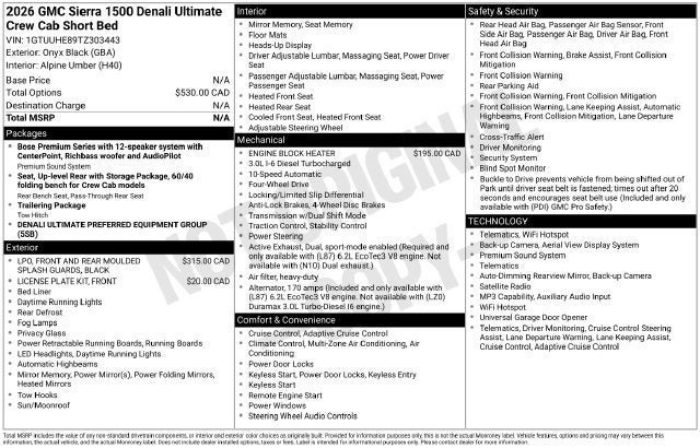 2026 GMC Sierra 1500 Denali Ultimate