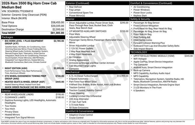 2026 RAM Ram 3500 Big Horn