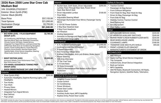 2026 RAM Ram 2500 Big Horn