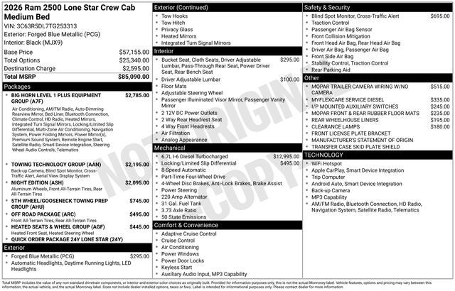 2026 RAM Ram 2500 Big Horn