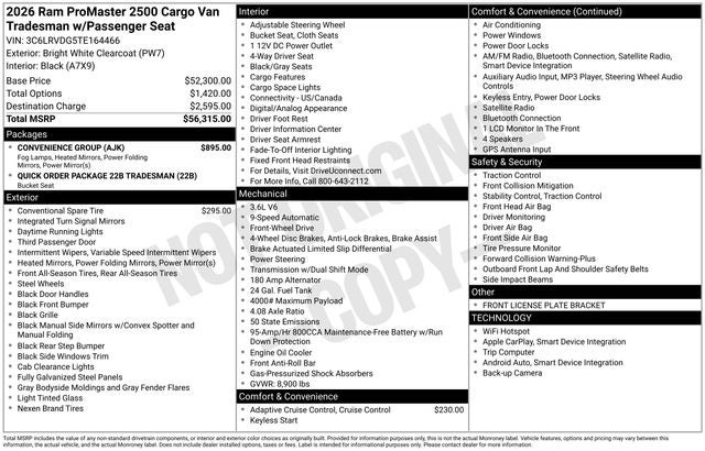 2026 RAM Ram ProMaster High Roof