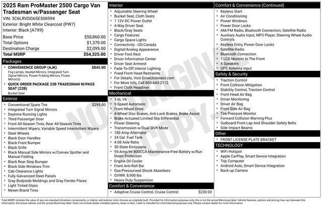 2025 RAM Ram ProMaster High Roof