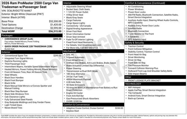 2026 RAM Ram ProMaster High Roof