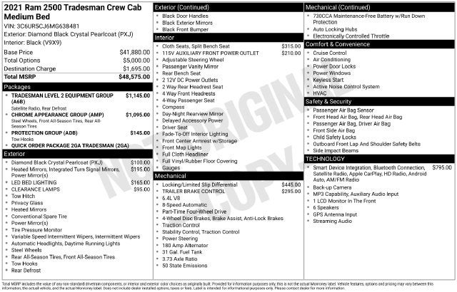 2021 RAM Ram 2500 Tradesman