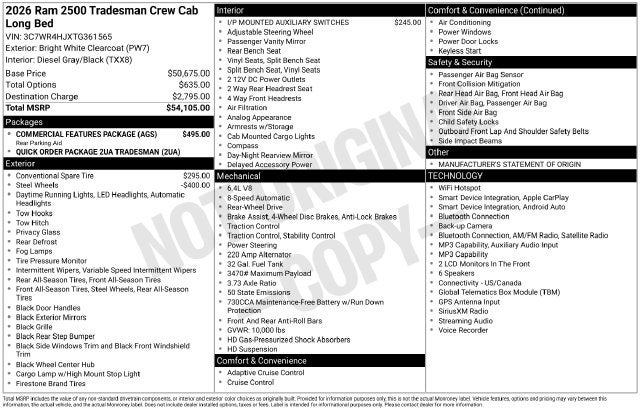 2026 RAM Ram 2500 Tradesman