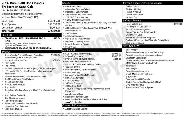 2026 RAM Ram 3500 Chassis Cab Tradesman