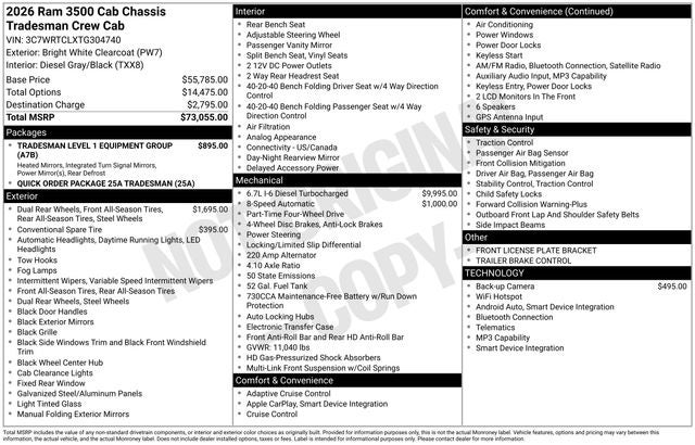 2026 RAM Ram 3500 Chassis Cab Tradesman