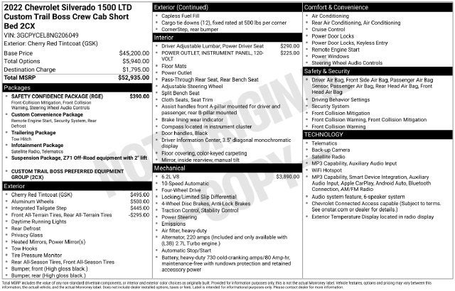 2022 Chevrolet Silverado 1500 LTD Custom Trail Boss