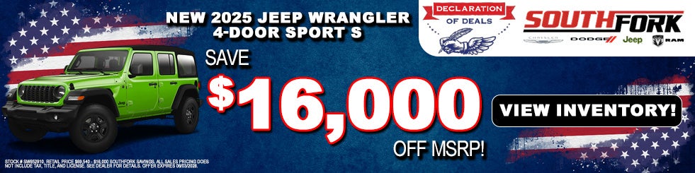 New 2025 Jeep Wrangler 4-Door Sport S